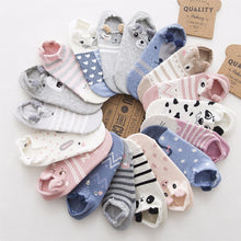 Load image into Gallery viewer, SP&amp;CITY 5pairs Cute Animal Cotton Socks Female Kawaii Cat With Dog Summer Short Sock Slippers Women Casual Soft Funny Boat Socks