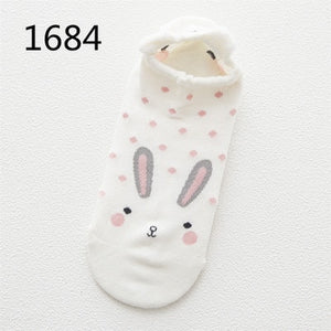 SP&CITY 5pairs Cute Animal Cotton Socks Female Kawaii Cat With Dog Summer Short Sock Slippers Women Casual Soft Funny Boat Socks