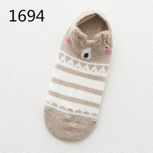 SP&CITY 5pairs Cute Animal Cotton Socks Female Kawaii Cat With Dog Summer Short Sock Slippers Women Casual Soft Funny Boat Socks