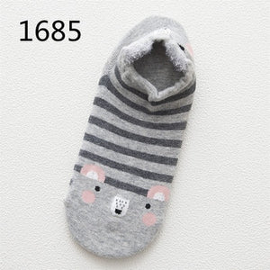 SP&CITY 5pairs Cute Animal Cotton Socks Female Kawaii Cat With Dog Summer Short Sock Slippers Women Casual Soft Funny Boat Socks