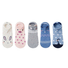 Load image into Gallery viewer, SP&amp;CITY 5pairs Cute Animal Cotton Socks Female Kawaii Cat With Dog Summer Short Sock Slippers Women Casual Soft Funny Boat Socks