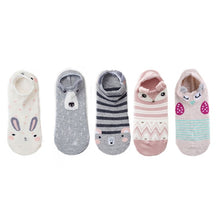 Load image into Gallery viewer, SP&amp;CITY 5pairs Cute Animal Cotton Socks Female Kawaii Cat With Dog Summer Short Sock Slippers Women Casual Soft Funny Boat Socks