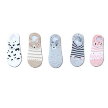 Load image into Gallery viewer, SP&amp;CITY 5pairs Cute Animal Cotton Socks Female Kawaii Cat With Dog Summer Short Sock Slippers Women Casual Soft Funny Boat Socks