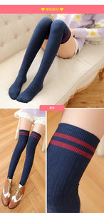 Sexy women's stockings gaiters striped long socks thigh high stockings female erotic warm over knee socks women stocking