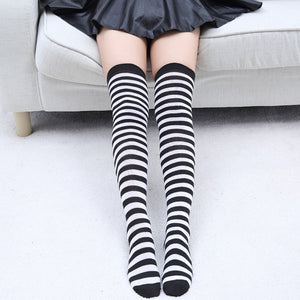 Sexy women's stockings gaiters striped long socks thigh high stockings female erotic warm over knee socks women stocking