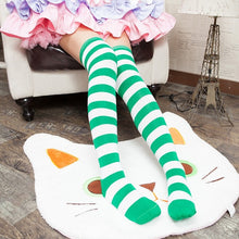 Load image into Gallery viewer, 1Pair New Women Girls Over Knee Long Stripe Printed Thigh High Striped Patterned Socks 7 Colors Sweet Cute Warm Wholesale Lot