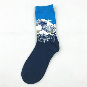 Classic Fashion Retro Abstract Oil Painting Art Socks Women Modern Van Gogh Starry Night Oil Painting Happy Women Socks Men Sox