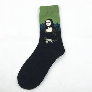 Classic Fashion Retro Abstract Oil Painting Art Socks Women Modern Van Gogh Starry Night Oil Painting Happy Women Socks Men Sox