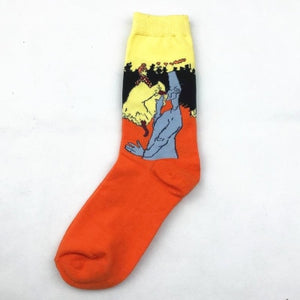 Classic Fashion Retro Abstract Oil Painting Art Socks Women Modern Van Gogh Starry Night Oil Painting Happy Women Socks Men Sox