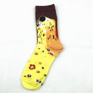 Classic Fashion Retro Abstract Oil Painting Art Socks Women Modern Van Gogh Starry Night Oil Painting Happy Women Socks Men Sox